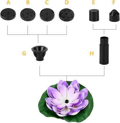 Solar Water Fountain for Bird Baths, Floating Solar Powered Water Fountain Pump for Birdbath, Garden, Pond, Pool, Outdoor Decor, Water Lily, Lavender