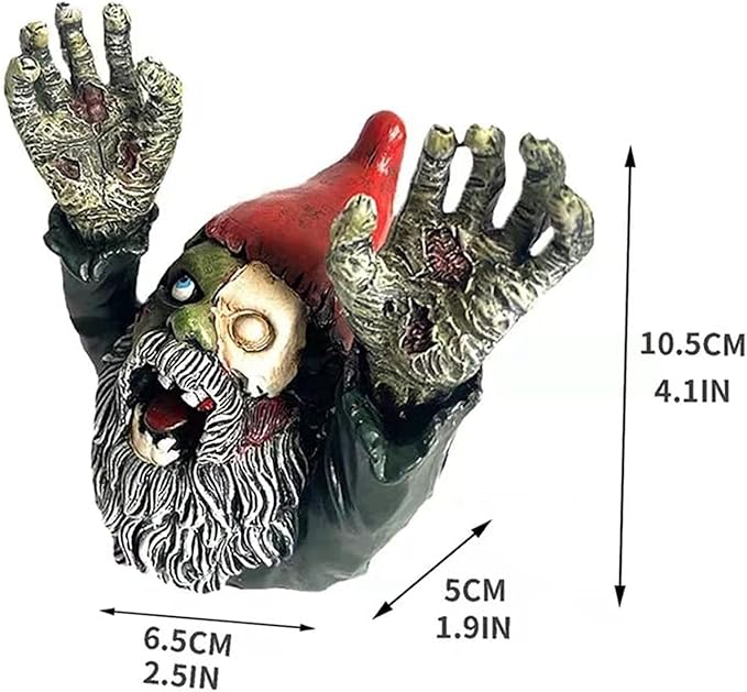 Garden Gnomes Decor, 4 Inch Scary Gnome for Patio Halloween Decoration, Garden Sculptures, Resin Yard Figurine for Garden Patio Lawn, Ornament for Mini Gift, Festive Decorations
