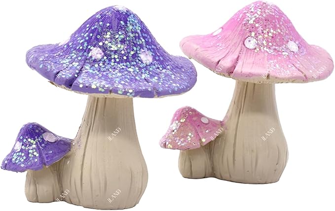 iland Fairy Garden Accessories Fake Mushroom Ornaments Glittery Fairy Figurines for DIY Micro Landscape Terrarium Garden Outdoor Bonsai Yard Miniature Ornaments Fairy House Dollhouse Accessories