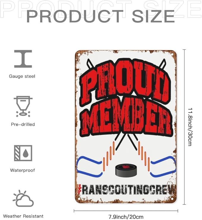 patio wall decor PROUD MEMBER Ran scoug crew metal signs vintage Funny for Home Decor Bathroom Yard Wedding Street Garage Funny Coffee Kitchen Garden Office 8X12inch
