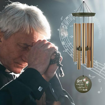 Personalized Sympathy Wind Chimes, Memory Gifts, Deep Tone Custom Name Wind Chime for Loss of Loved Dad/Mom, Expresses Sympathy, Comfort, Remembrance, Product in USA