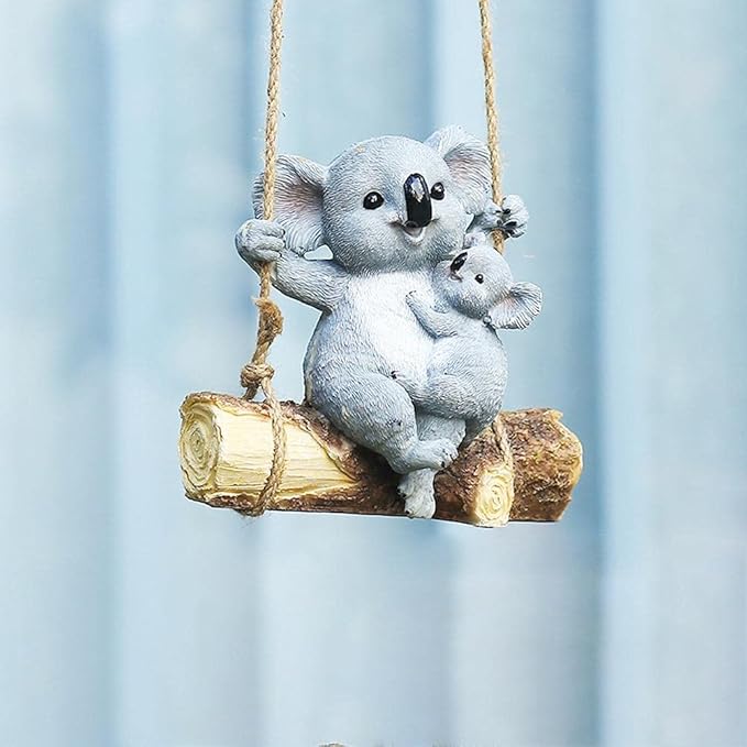 Hanging Koala, Animal Garden Statue, Funny Swing Koala Bear Sculpture, Decor for Indoor Outdoor Patio Yard Lawn House