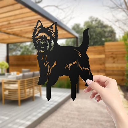 Cairn Terrier Dog Metal Sign,Yard Garden Decor,Dog Garden Decor,Rusty Animal Garden Stake,Metal Ornaments for Garden Outdoor Planters Lawn Custom Iron Art Sign Souvenirs Mourning Gifts