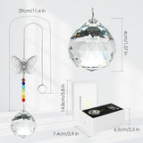 Merrynine Crystal Suncatcher, K9 Crystal Sun Catcher for Window Prism Ball, Unique Pendant Gift, Rainbow Maker with Butterfly Chain for Easy Hanging Indoor Outdoor Decoration (Butterfly Prism Ball)