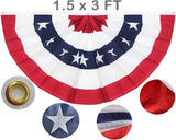 Bunting Flags Outdoor 1.5x3 Embroidery - Sturdy July 4th Decor Thick and Well Sewn - American Flag Bunting Heavy Duty Polyester Super Durable 2 Row Stitched Edge Canvas Head with 3 Brass Grommets