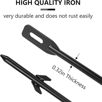 2-Pack Yard Sign Stakes Metal for Ground 16.5" Long 0.3" Thick, Plant Support Stakes for Indoor & Outdoor Plants, Sign Poles Stakes, Tent Stakes for Outdoor Camping, Easy to Install - Black
