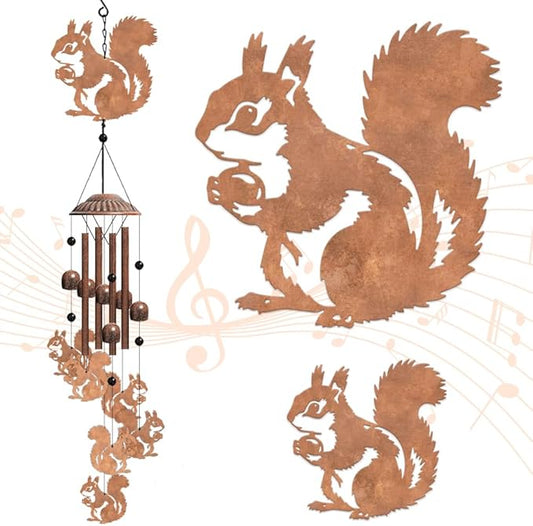 OLYCRAFT Squirrel Metal Wind Chimes Outdoors Wind Chime Sympathy Memorial Windchime Outdoors Sympathy Windbell Memorial Presents Hanging Windbell for Patio Backyard Home Garden Yard Decor - 30 Inch
