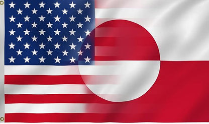 America Greenland Flag 2X3FT, USA Greenlander Friendship Flags,Both Sides Printed, Men Women Banner,Vibrant Colors, Double Stitched with 2 Brass Grommets, Bar Garden Street Decoration, GYM, Office Decor,Indoor Outdoor Use,Gifts. (Z-US-GL, 2x3ft)