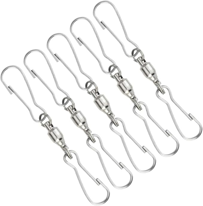 30 Pack Swivel Dual Clips, 2.76" Length Smooth Spinning Dual Clip Spiral Wind Spinner Hangers Twist Hanging Hooks for Windsocks, Plant, Flower, Bird Feeder, Kites, Lights, Flags, Lanterns, Party