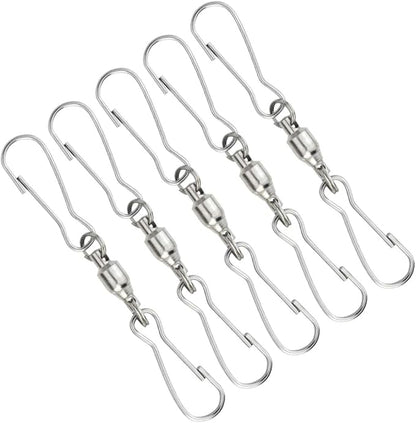 30 Pack Swivel Dual Clips, 2.76" Length Smooth Spinning Dual Clip Spiral Wind Spinner Hangers Twist Hanging Hooks for Windsocks, Plant, Flower, Bird Feeder, Kites, Lights, Flags, Lanterns, Party