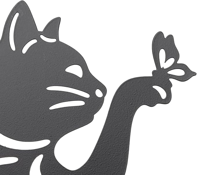 Haofy Cat Silhouette, 1 Piece of Lifelike Cat Yard Art Garden Metal Statue Decor, Hollow Decorative Stakes for Outdoor Farmhouse Pathway Lawn Decorations