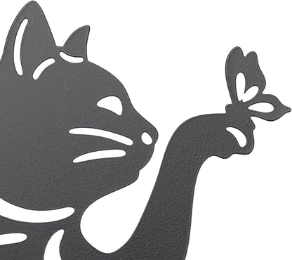 Haofy Cat Silhouette, 1 Piece of Lifelike Cat Yard Art Garden Metal Statue Decor, Hollow Decorative Stakes for Outdoor Farmhouse Pathway Lawn Decorations
