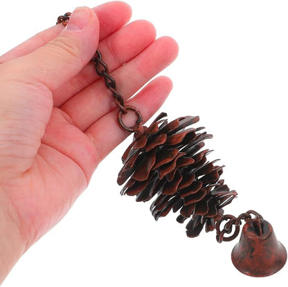 Pine Cone Bells Wind Chimes Metal Door Knob Hanger Soothing Chimes for Garden Porch Home Elegant Pinecone Outdoor Decorations Holiday Wall Ornament