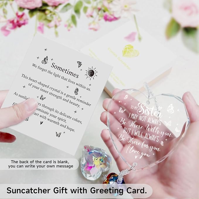 Sister Gifts, Crystal Suncatcher Giftss for Sister Birthday, Sisters Gifts from Sister, Birthday Giftss for Sisters, Window Hangings & Garden Home Decoration