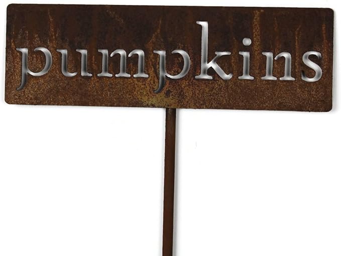 Classic Metal Garden Markers 19 Inches Tall (pumpkins, Naturally Rusted)