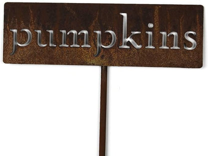 Classic Metal Garden Markers 19 Inches Tall (pumpkins, Naturally Rusted)