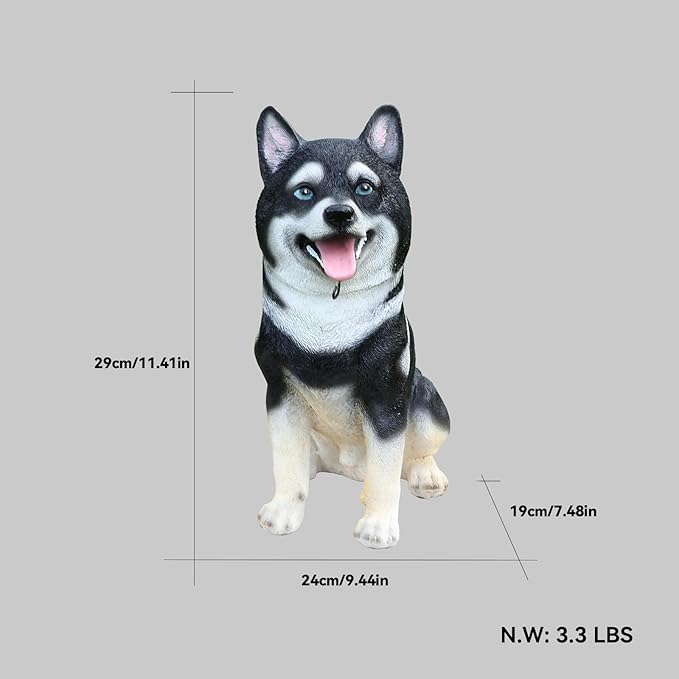 Outdoor Akita Inu Dog Statue with Interchangeable Welcome Sign and Detachable Solar Lantern –LED Light Garden Dog Sculpture Décor, Cute Puppy Design for Yard, Porch, Gift