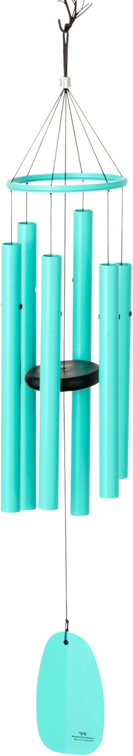 Woodstock Chimes Bells of Paradise Medium 32" Cyan Outdoor Memorial Gift, Wind Chimes for Backyard, Porch, Garden Patio Decor, Deep Tone Windchime BPMCY
