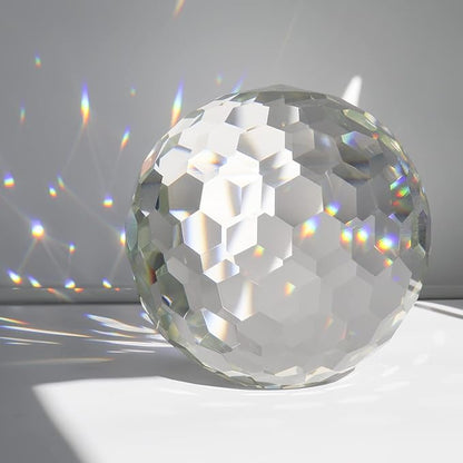 Clear Crystal Suncatcher Ball Prism Glass Sphere Faceted Gazing Ball Rainbow Maker Window Prisms Suncatcher for Window, Sun Catcher(150mm/5.91inch)