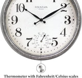 Maison in/Outdoor Clock with Thermometer, 2 in One Weather Station (Weather Thermometer/Wall Decoration) (Galvanized, 13 inch)
