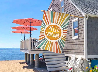 BLKWHT Hello Sunshine Summer House Flag 28 x 40 Vertical Double Sided Colorful Farmhouse Holiday Outside Decorations Burlap Yard Flag BW643-40