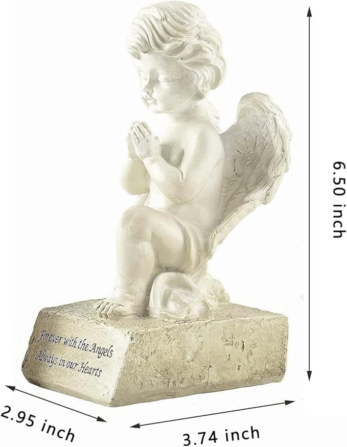 Artisan Flair Praying Angel Figurines,Resin White Cherubs Statues,Home Garden Memorial Angel Sculpture-6.5 Inch