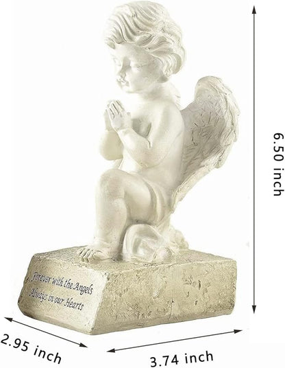 Artisan Flair Praying Angel Figurines,Resin White Cherubs Statues,Home Garden Memorial Angel Sculpture-6.5 Inch