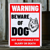 Beware of Dog Sign Samoyed Metal Sign Warning Beware of Dog Signs for Fence Outdoor Farm Garden Gate Home Yard Decor 12x16 Inch