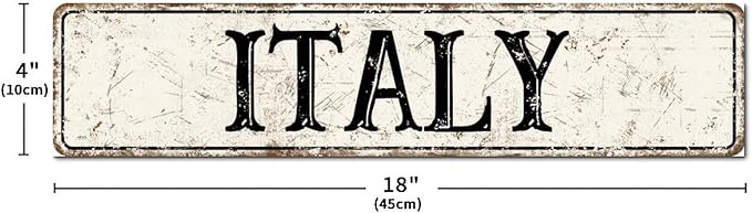 Madcolitote Vintage Country Italy Wood Sign Italy Street Signs Customized Rustic Wooden Wall Art Farmhouse Wall Decor Kitchen Wall Hanger Retro Decoration Sign Housewarming Gift 4x18in