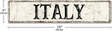 Madcolitote Vintage Country Italy Wood Sign Italy Street Signs Customized Rustic Wooden Wall Art Farmhouse Wall Decor Kitchen Wall Hanger Retro Decoration Sign Housewarming Gift 4x18in