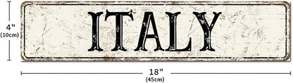 Madcolitote Vintage Country Italy Wood Sign Italy Street Signs Customized Rustic Wooden Wall Art Farmhouse Wall Decor Kitchen Wall Hanger Retro Decoration Sign Housewarming Gift 4x18in