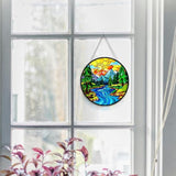 WIRESTER Stained Glass Suncatcher 6 Inch, Glass Panel with Metal Chain, Sun Catcher Window Hanging Ornament for Indoor Outdoor Wall Art Home Decoration - Beautiful Scenery