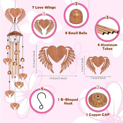 INFUNLY Outdoors Wind Chimes Love Wing Music Wind Chimes Large Aluminium Memorial Wind Chime Inspirational Gift for Women Garden Patio Home Decor