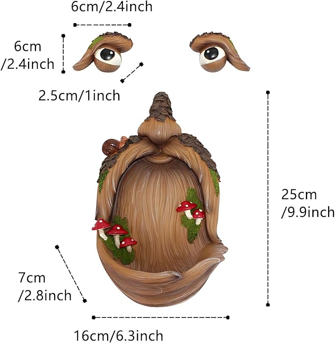 Playful Tree Faces Decor Outdoor (9.9" Tall), Whimsical Tree Decorations Outdoor for Gardens & Yards, Adding Personality to Nature for Your Lawn & Garden Ornaments