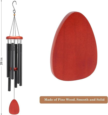 Classic Black Wind Chimes for Outside Soothing Melodic Wind Chime 26" to Create a Zen Atmosphere. Sympathy/Memorial Gift, Indoor Outdoor Garden Patio Decoration