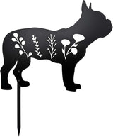 Dog Garden Stake - Unique Gift for Dog Lovers, Black Metal Outdoor Decor, Durable Yard Art Statue (French Bulldog)