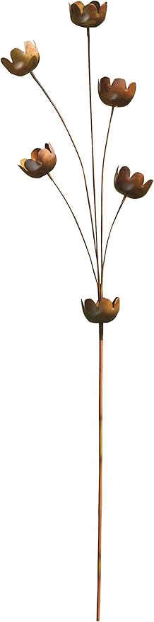 Ancient Graffiti Flamed Copper Lily Cup Lawn Chimes, 19" x 55" x 19"