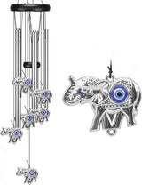 Angel Wind Chimes for Outside, Elephant Gifts for Women, Outdoor/Indoor Decorations for Patio, Porch, Garden Decor, and Backyard (Evil Eye Elephant)