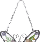 Laraine Butterfly Suncatcher with Pressed Colourful Flower Wings Mom Mother's Day Butterfly Glass Wind Chime Ornament Charm with Metal Heart Gifts for Mom Grandma Birthday (Yellow Grandma)