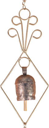 Rustic Gold Metal Wind Chimes for Outside Yard Decor – 33" Diamond Frame Hanging Wind Catcher - Bronze Finish Garden Accent for Porch, Balcony, Meditation, Memorial, or Outdoor Entryway