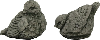 European Robin Birds Pair Concrete Statues Cement Figurines Cast Stone Yard Art