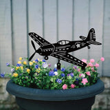 WADORN Airplane Metal Decorative Garden Stakes, Black Fighter Jet Outdoor Statues Silhouette Funny Airplanes Lover Gifts Stakes Ornaments for Yard Art Garden Patio Backyard Lawn Decors
