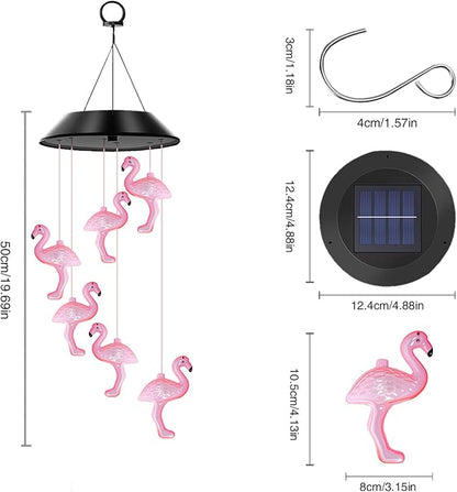 Flamingo Solar Wind Chimes Color Changing Solar Lights Outdoor Waterproof LED Wind Chimes Solar Powered Lights for Party Yard Garden Christmas Decoration Birthday Gifts for Mom Grandma