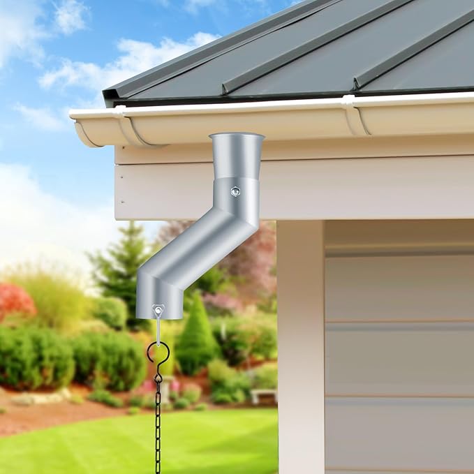 Tfro & Cile Rain Chain Gutter Adapter Silver Installation Suit for Gutter Downspout Outlet