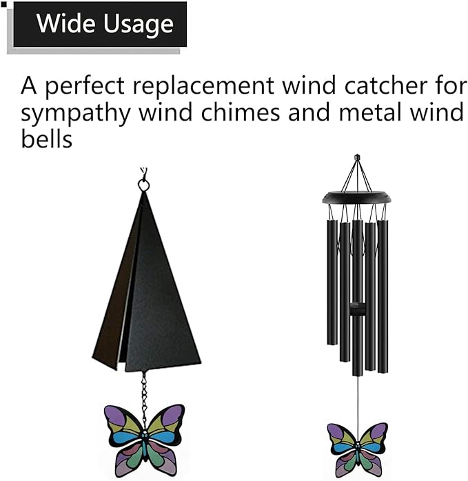 Replacement Wind Catcher, Wind Chime Sail Replacement with 16.4FT Nylon Cord, Metal Wind Chime Parts Replacement Accessory for Sympathy Wind Chimes and Wind Bells, Butterfly