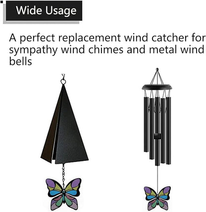 Replacement Wind Catcher, Wind Chime Sail Replacement with 16.4FT Nylon Cord, Metal Wind Chime Parts Replacement Accessory for Sympathy Wind Chimes and Wind Bells, Butterfly