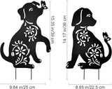 MrMrKura 2 Pack Metal Dog Stakes Garden Decor Stakes Black Dog Silhouette Statue for Outside Metal Dog Decorative Ornaments for Outdoor Garden Home Patio Yard Decor (2 Dogs)