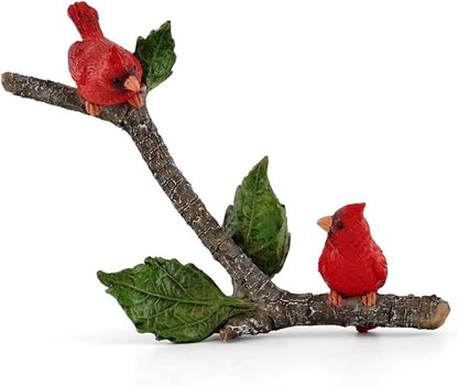 Top Collection 4401 Miniature Fairy Garden & Terrarium Little Cardinals on Branch Decor, Small