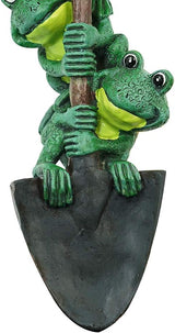DreamsEden Frog Garden Statue Lawn Ornament Decor, 3 Cute Frogs Figurines on a Shovel, Fairy Outdoor Patio Yard Decorations