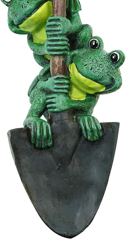 DreamsEden Frog Garden Statue Lawn Ornament Decor, 3 Cute Frogs Figurines on a Shovel, Fairy Outdoor Patio Yard Decorations